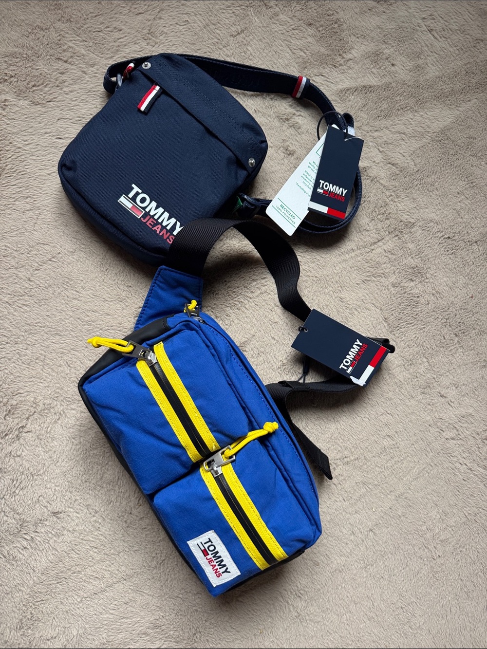 Tommy Hilfiger Navy & Royal Blue Belt Bag Duo with Yellow Accents unisex